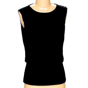 🎄[4x$50] WHBM Sleeveless top with round gold stud detail on left shoulder